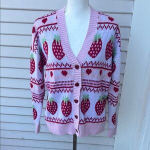 Charming Pink Strawberry Cardigan